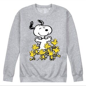 NWOT Peanuts Snoopy and Woodstock Dance Party Sweatshirt Gray Size S